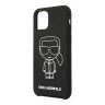 Чехол Karl Lagerfeld Liquid silicone Ikonik outlines Hard для iPhone 11, черный/белый