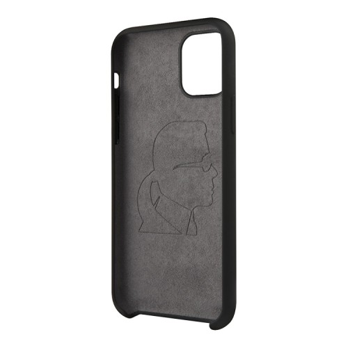 Чехол Karl Lagerfeld Liquid silicone Ikonik outlines Hard для iPhone 11, черный/белый