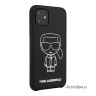 Чехол Karl Lagerfeld Liquid silicone Ikonik outlines Hard для iPhone 11, черный/белый