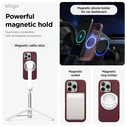 Elago для iPhone 16 Pro чехол Soft silicone (Liquid) Burgundy (MagSafe)