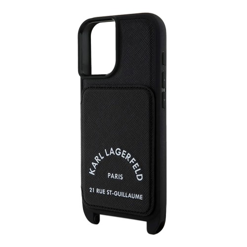 Karl Lagerfeld для iPhone 16 чехол Crossbody cardslot PU Saffiano RSG Hard Black