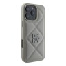 DKNY для iPhone 16 Pro Max чехол PU Quilted Stack metal logo Hard Grey