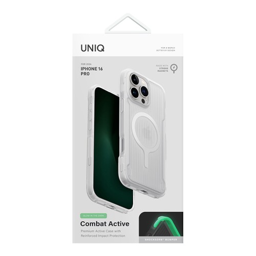 Uniq для iPhone 16 Pro чехол Combat Active Lume-White (MagSafe)