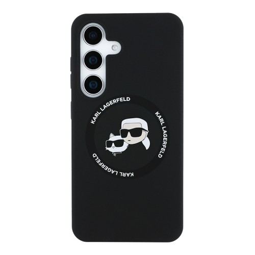 Karl Lagerfeld для Galaxy S25+ чехол Liquid Silicone NFT Karl & Choupette Head Hard Black (MagSafe)