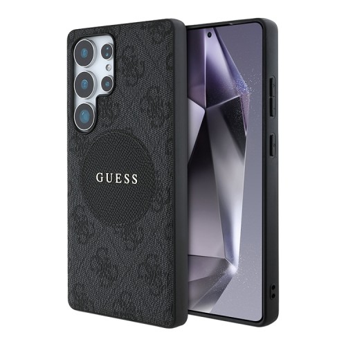 Guess для Galaxy S25 Ultra чехол PU 4G with Round Patch Metal logo Hard Black (MagSafe)