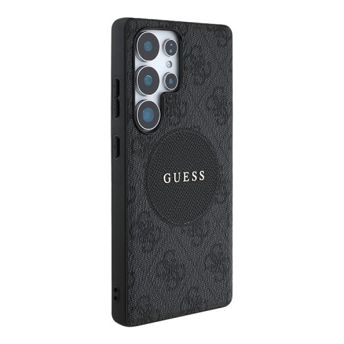 Guess для Galaxy S25 Ultra чехол PU 4G with Round Patch Metal logo Hard Black (MagSafe)