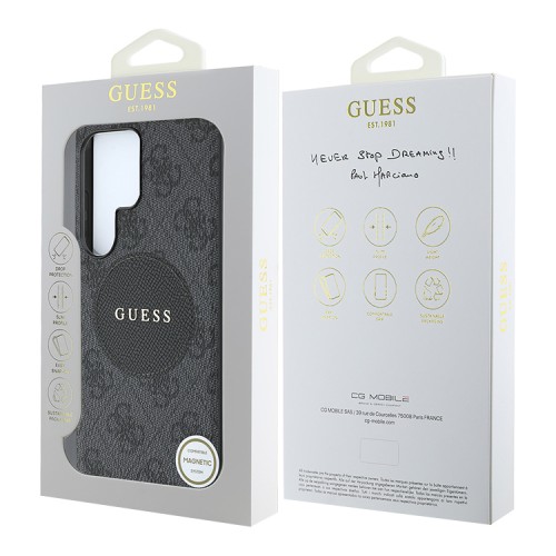 Guess для Galaxy S25 Ultra чехол PU 4G with Round Patch Metal logo Hard Black (MagSafe)