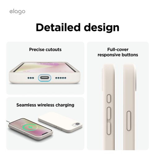 Elago для iPhone 16e чехол Soft silicone (Liquid) Stone (MagSafe)