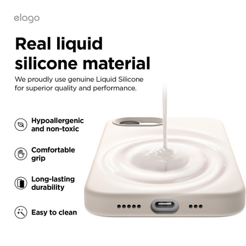 Elago для iPhone 16e чехол Soft silicone (Liquid) Stone (MagSafe)