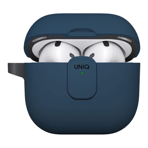 Uniq для Airpods 4 чехол CLYDE Lock case Blue/Dark Grey