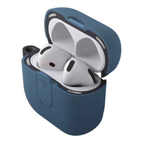 Uniq для Airpods 4 чехол CLYDE Lock case Blue/Dark Grey