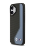 BMW для iPhone 17 чехол M-series PU Carbon/Smooth Metal logo Hard Black/Blue (MagSafe)