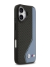 BMW для iPhone 17 чехол M-series PU Carbon/Smooth Metal logo Hard Black/Blue (MagSafe)