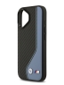 BMW для iPhone 17 чехол M-series PU Carbon/Smooth Metal logo Hard Black/Blue (MagSafe)