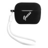 Чехол Guess Silicone case Script logo with cord для Airpods Pro, черный/белый