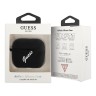 Чехол Guess Silicone case Script logo with cord для Airpods Pro, черный/белый