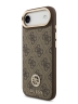 Guess для iPhone Air чехол PU 4G Diamond metal logo Gold camera Hard Brown (MagSafe)
