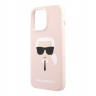Чехол Karl Lagerfeld Liquid silicone Karl's Head Hard для iPhone 13 Pro, розовый