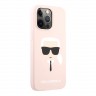 Чехол Karl Lagerfeld Liquid silicone Karl's Head Hard для iPhone 13 Pro, розовый