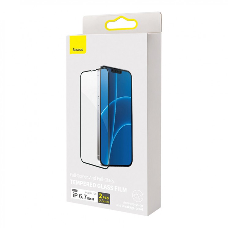 Baseus Full Glass для iPhone 13 Pro Max (2 шт), черная рамка SGQP010201
