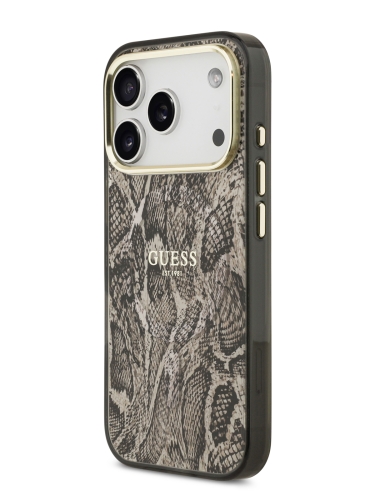 Guess для iPhone 17 Pro Max чехол IML Phyton Metal Cam Hard Brown (MagSafe)