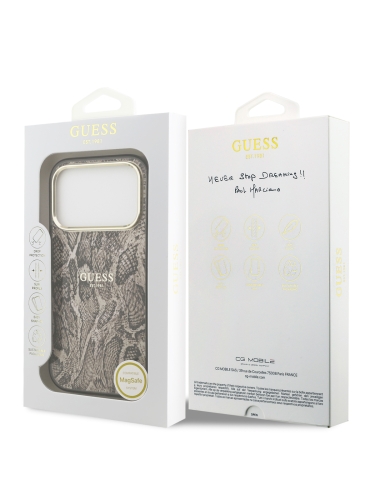 Guess для iPhone 17 Pro Max чехол IML Phyton Metal Cam Hard Brown (MagSafe)