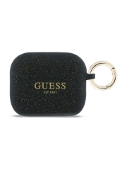 Guess для Airpods Pro 3  чехол Silicone with ring Glitter/Black