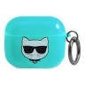 Чехол Karl Lagerfeld TPU FLUO with ring Choupette Transparent для Airpods 3 (2021), голубой