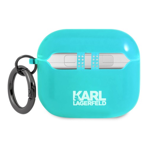 Чехол Karl Lagerfeld TPU FLUO with ring Choupette Transparent для Airpods 3 (2021), голубой