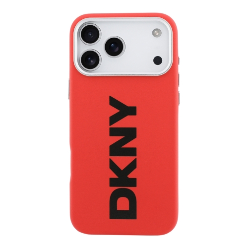 DKNY для iPhone 17 Pro Max чехол PU Full Wrapped leather Verical logo Metal Cam Hard Red (MagSafe)
