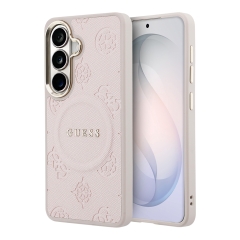 Guess для Galaxy S26+ чехол PU Saffiano Peony Metal logo &amp; Camera Hard Pink (MagSafe)