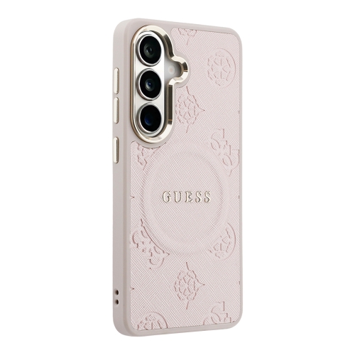 Guess для Galaxy S26+ чехол PU Saffiano Peony Metal logo & Camera Hard Pink (MagSafe)