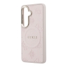 Guess для Galaxy S26+ чехол PU Saffiano Peony Metal logo & Camera Hard Pink (MagSafe)