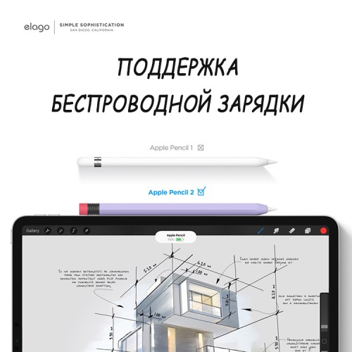 Чехол Elago Silicone для стилуса Apple Pencil 2, Lavender