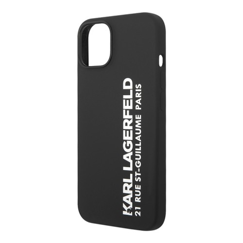 Чехол Lagerfeld Liquid silicone Elongated RSG logo Hard для iPhone 14, черный