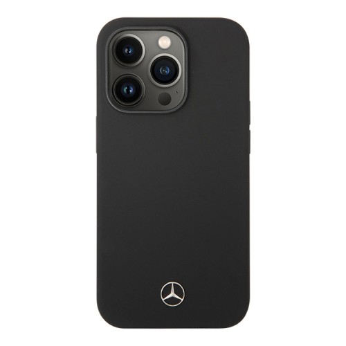 Чехол Mercedes Liquid Silicone Hard для iPhone 14 Pro, черный