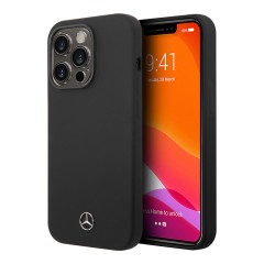 Чехол Mercedes Liquid Silicone Hard для iPhone 14 Pro, черный