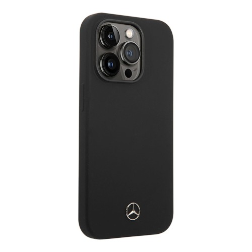 Чехол Mercedes Liquid Silicone Hard для iPhone 14 Pro, черный