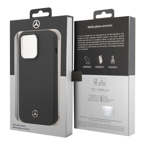 Чехол Mercedes Liquid Silicone Hard для iPhone 14 Pro, черный