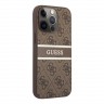 Чехол Guess 4G Stripe printed logo Hard для iPhone 14 Pro Max, коричневый