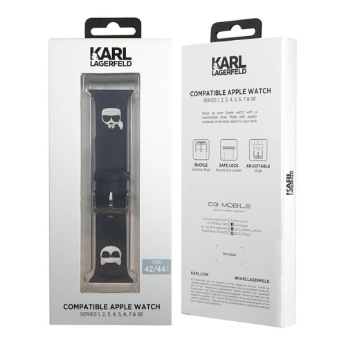 Ремешок Karl Lagerfeld Silicone Karl&Choupette heads для Apple Watch 49-46-45-44 mm, черный
