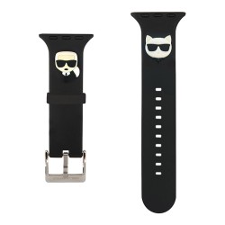 Ремешок Lagerfeld Silicone Karl and Choupette heads для Apple Watch 42-44-45 mm, черный