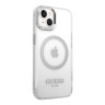 Чехол Guess Metal outline Hard для iPhone 14 Plus, прозрачный/серебристый (MagSafe)