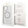 Чехол Guess Metal outline Hard для iPhone 14 Plus, прозрачный/серебристый (MagSafe)