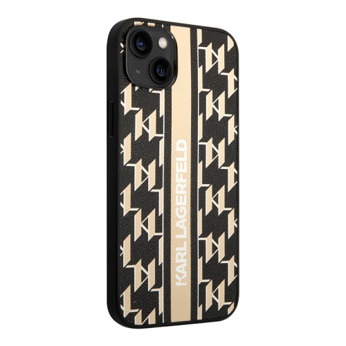 Чехол Lagerfeld PU Monogram Vertical logo Hard для iPhone 14, коричневый