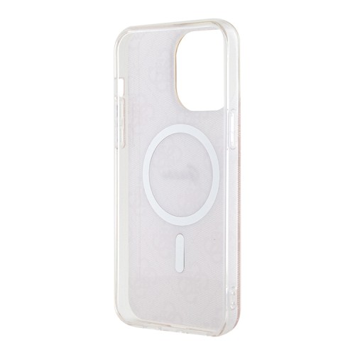 Чехол Guess 4G Hard для iPhone 14 Pro Max, розовый/золотой (MagSafe)