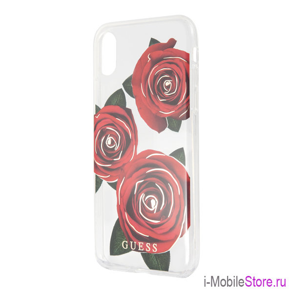 Чехол Guess Flower desire Transparent Hard для iPhone X/XS, Red Roses