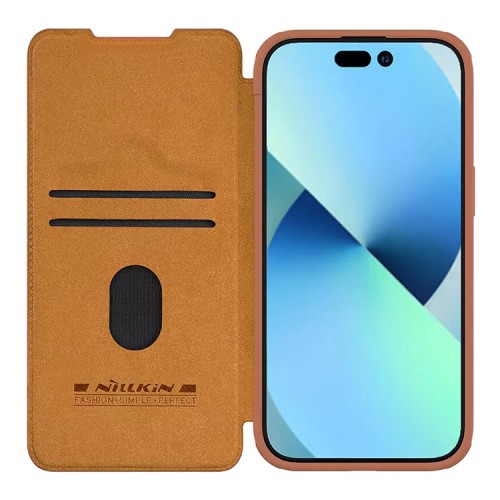 Nillkin для iPhone 15 чехол QIN Pro Booktype Brown