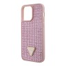 Guess для iPhone 15 Pro Max чехол Diamond Rhinestone Triangle metal logo Hard Pink