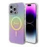 Guess для iPhone 15 Pro чехол PC/TPU Script printed logo Hard Iridescent Pink (MagSafe)